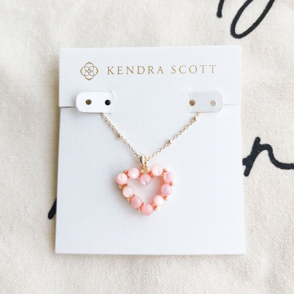 Kendra Scott Short Necklace - Ashton Heart - Blush Ivory Mother-of-Pearl Gold - Picture 1 of 4